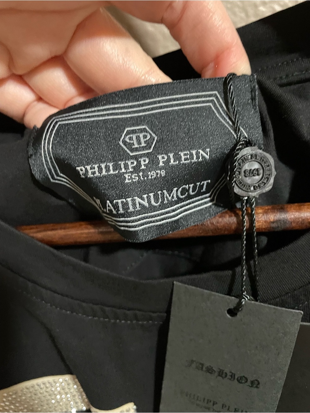 Philipp Plein Men’s Black Logo Crystal T-Shirt NEW - Picture 4 of 11
